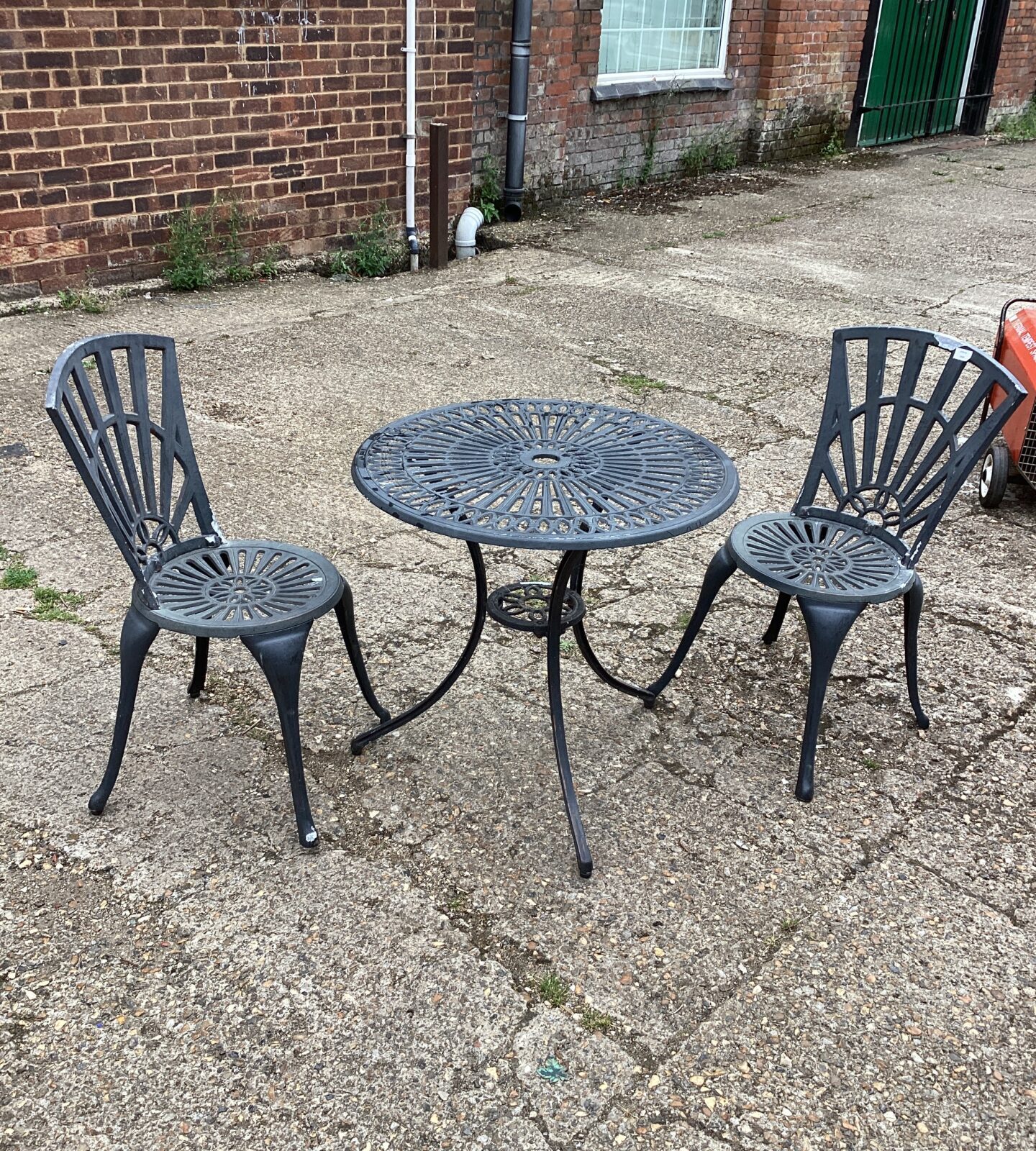 Metal Garden Table and Two chairs