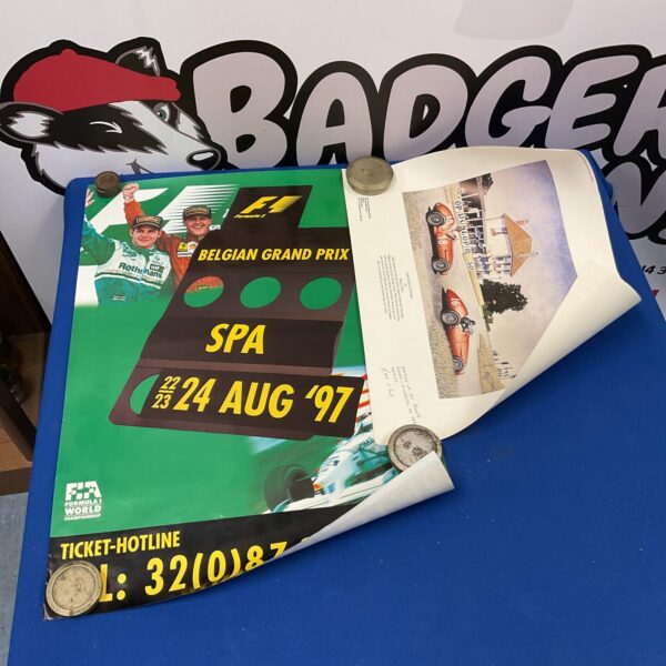 Two motor racing posters including formula 1 belgian grand prix