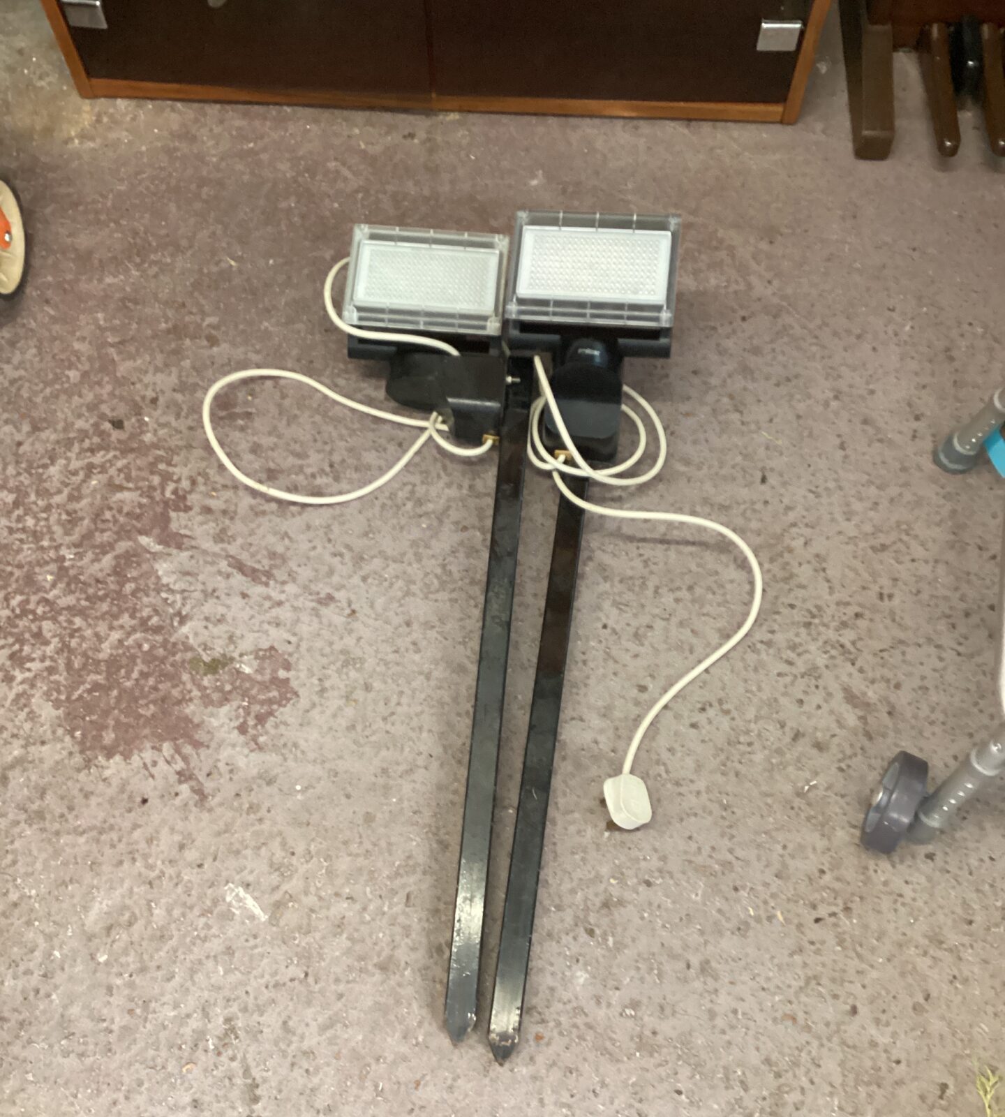 Two LED Flood lights on Poles