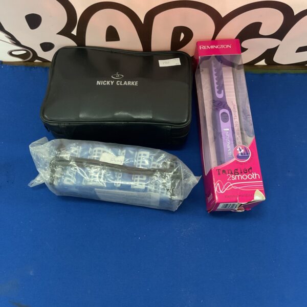 Mixed haircare products inc nicky clarke clipper set and Remington tangler