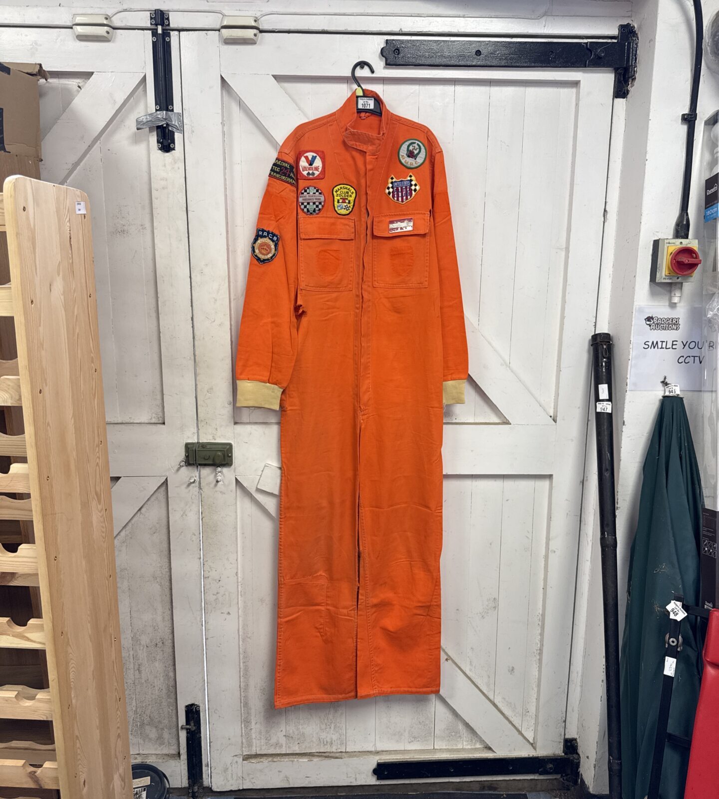 Set of race marshals overalls inc Silverstone & Le Mans badges