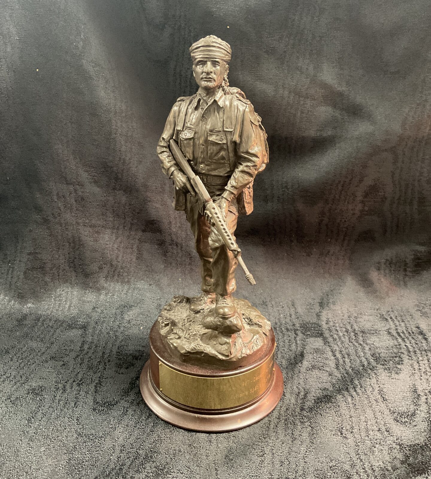 10” bronzed Statue of a soldier presented by the officers the sultans special forces
