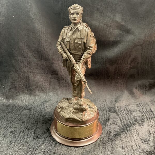 10” bronzed Statue of a soldier presented by the officers the sultans special forces