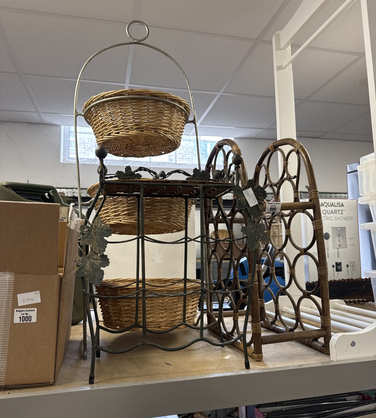 Wooden bottle rack with two shelving units