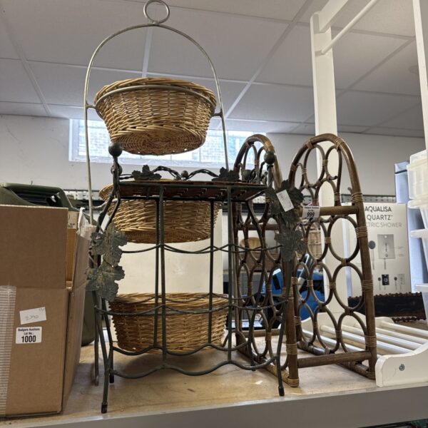 Wooden bottle rack with two shelving units