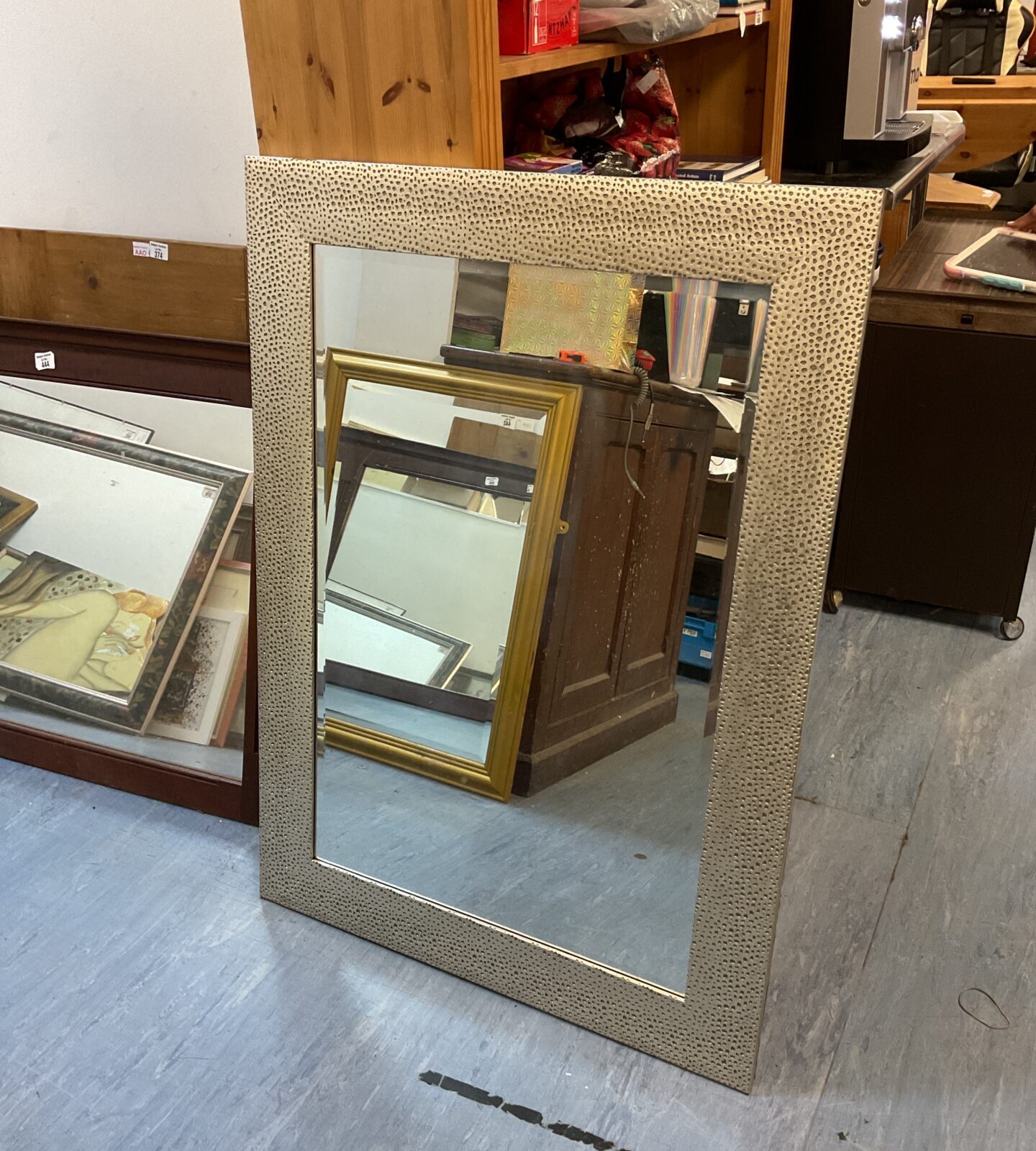 Silver tone framed mirror  110cm x 89cm
