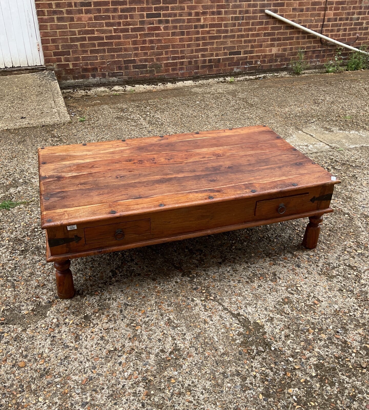 Indian oak coffee table with drawers