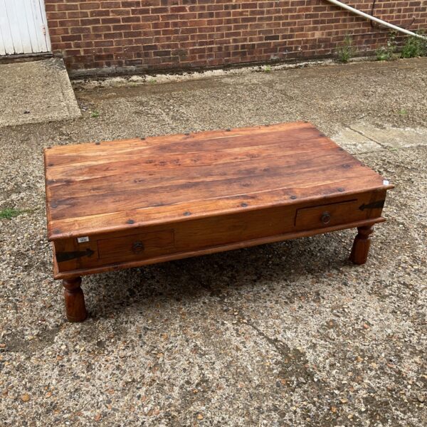 Indian oak coffee table with drawers