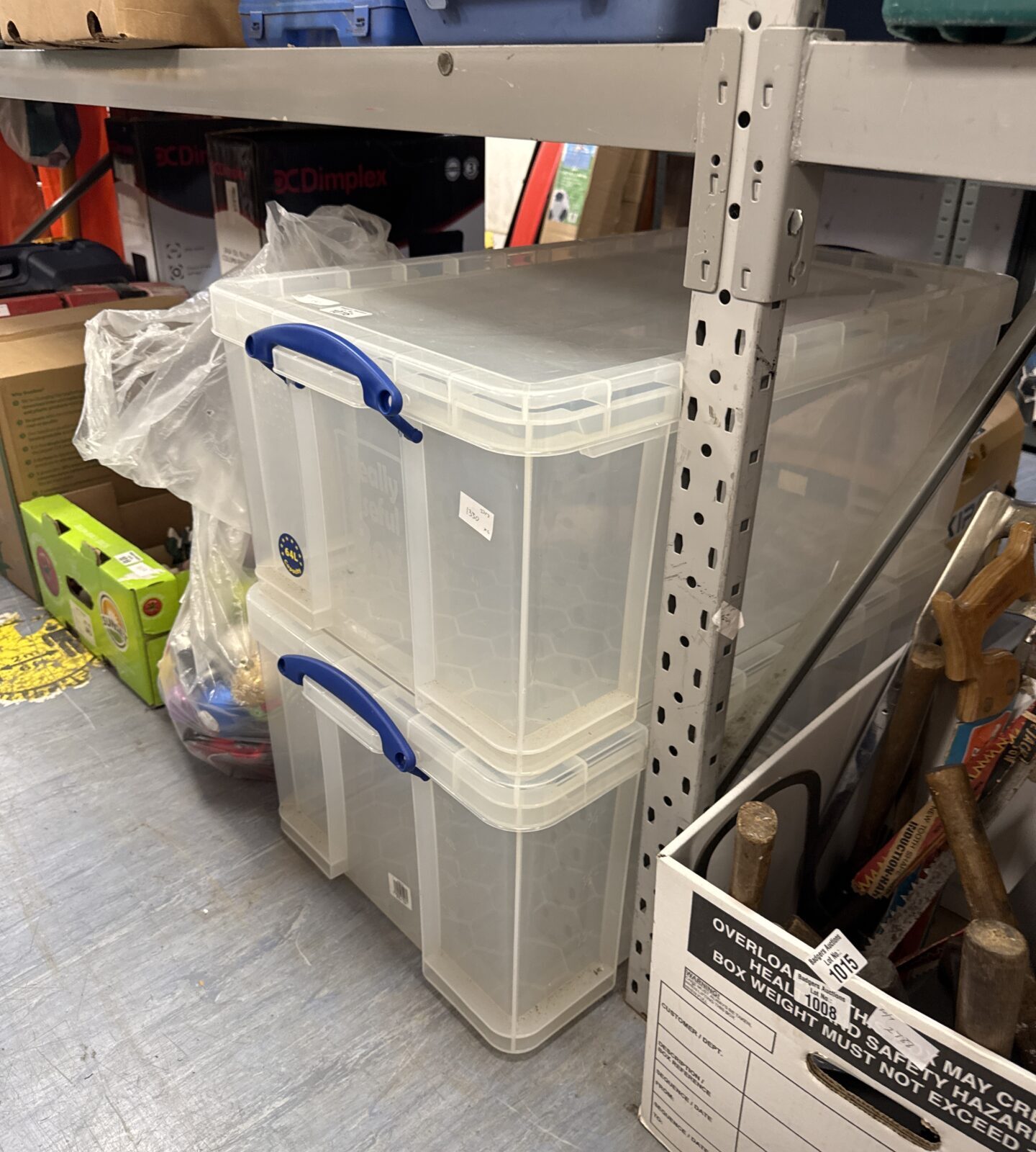 Two stacking storage tubs with lids