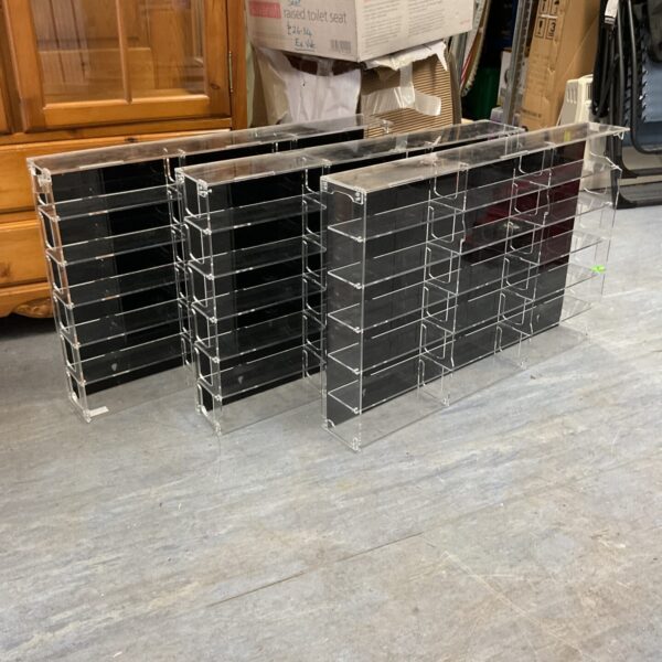 Three model train, car, etc wall hanging display cases