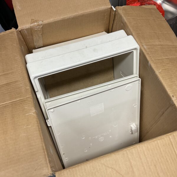 Two electrical meter wall boxes