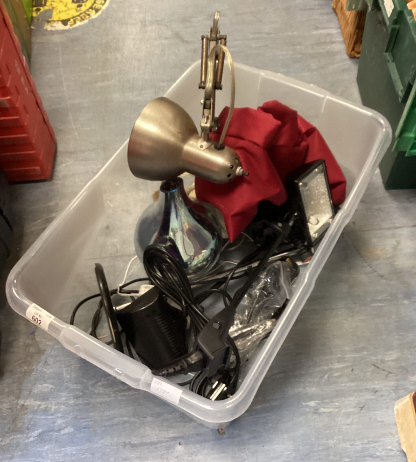 Box of mixed lighting inc angle poise style desk lamp
