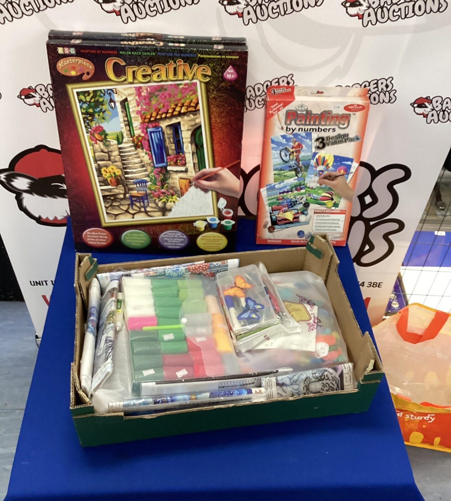 crate of crafting and drawing items