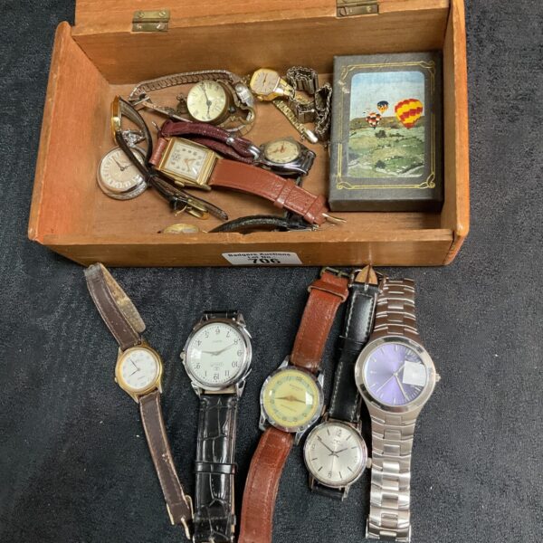 Box of assorted vintage wristwatches