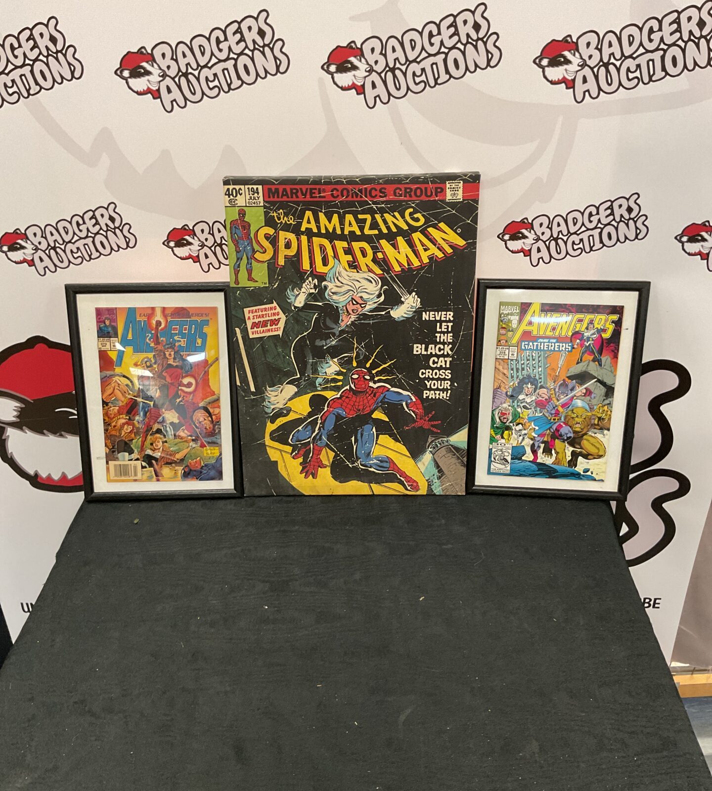 Box of retro avangers prints and framed