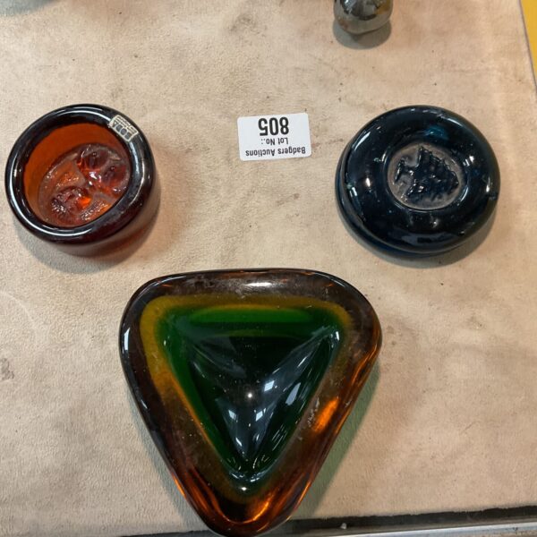 Lot of three vintage Erik Hoglund Boda glass bowls.