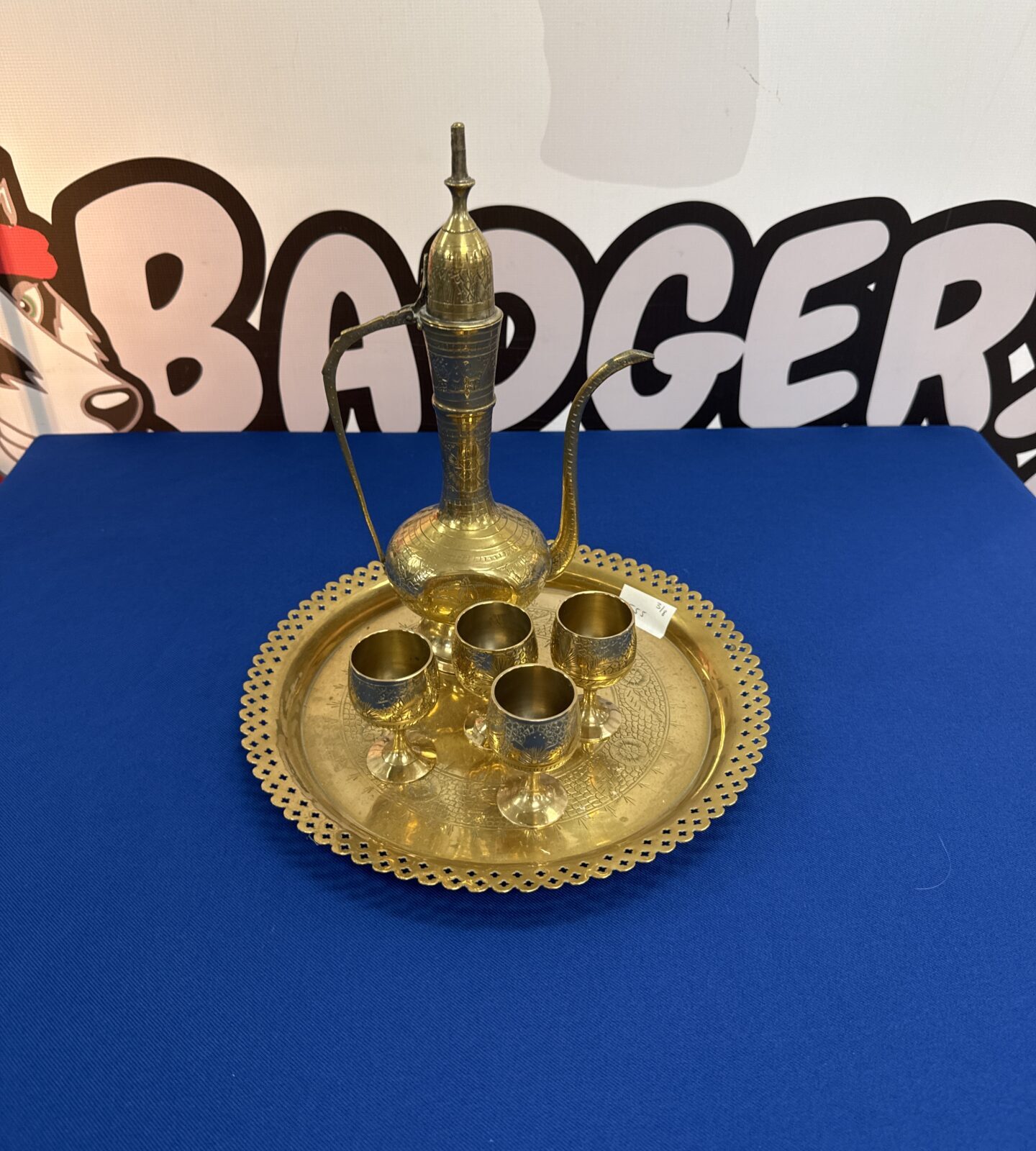 Vintage Moroccan brass coffee service set