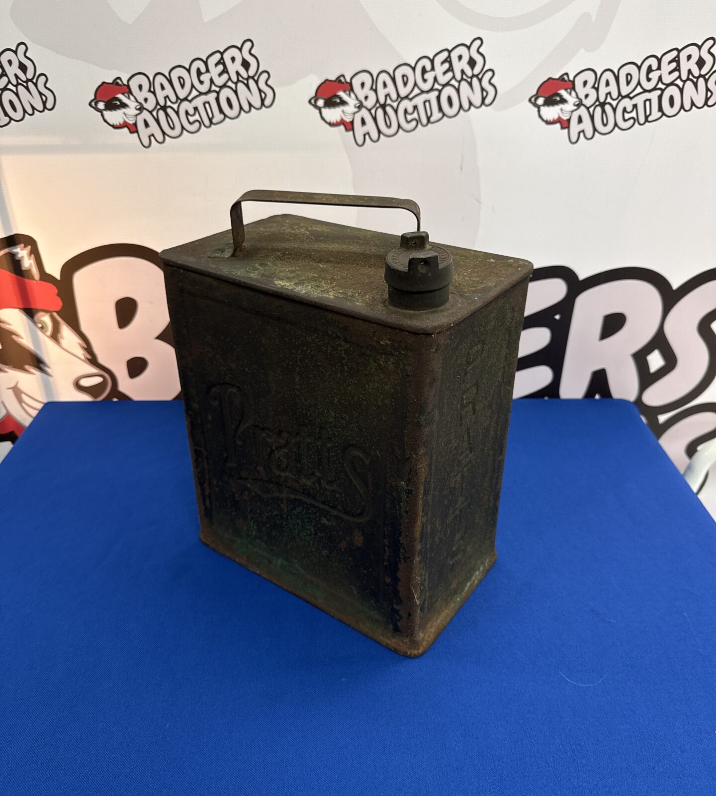 Vintage 1928 dated pratt’s fuel can with benzolene brass cap