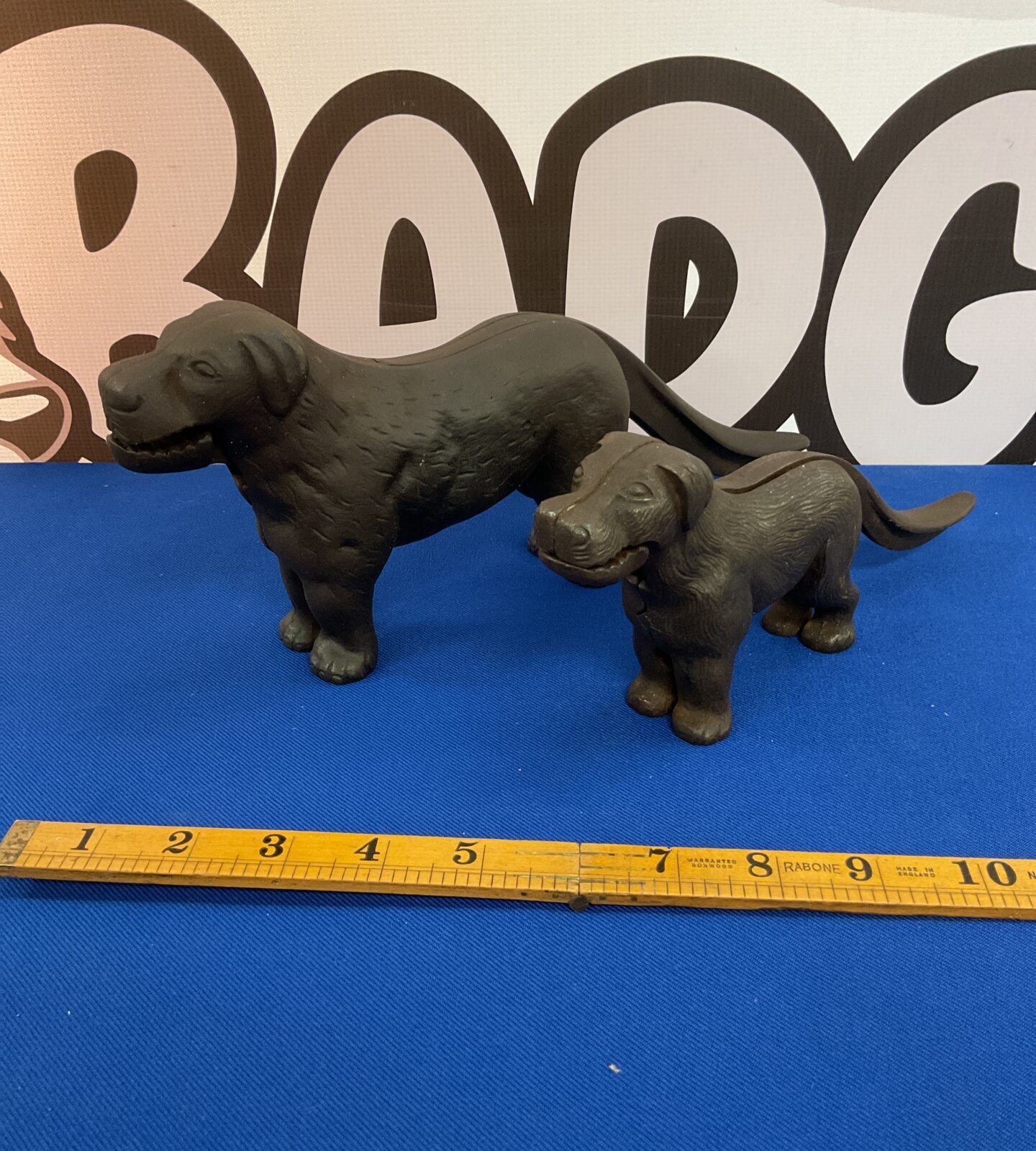 Two vintage cast iron dog nut crackers