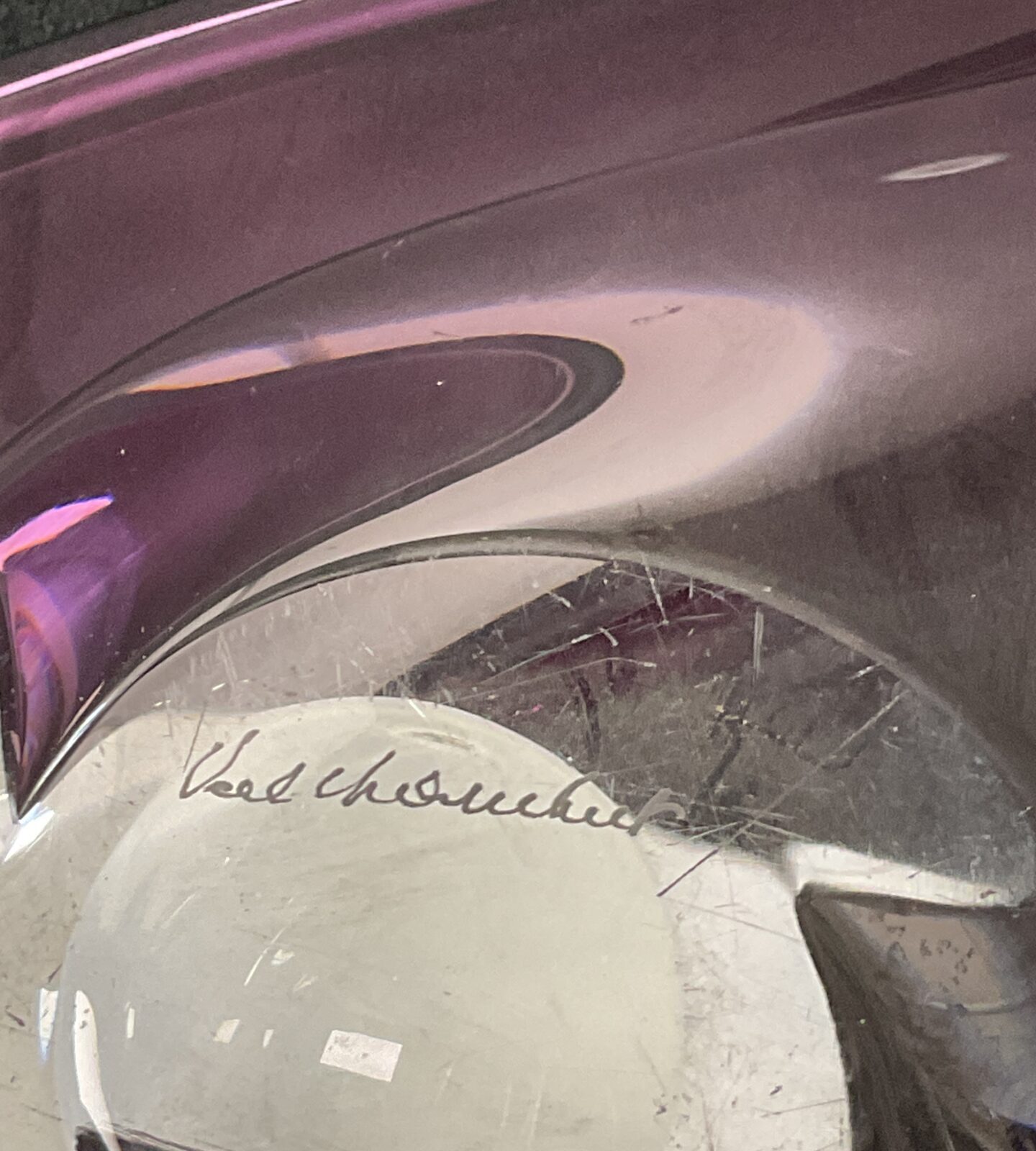 Large Tricorn glass swirl dish signed on base - Image 2