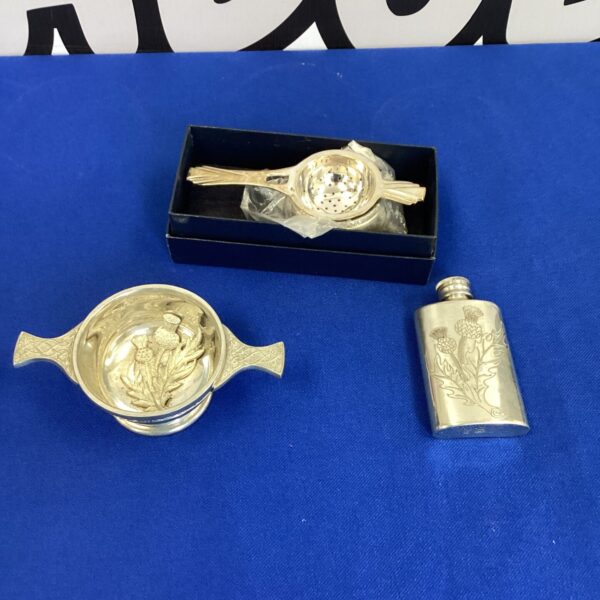 Pewter Tea Strainers with Flask