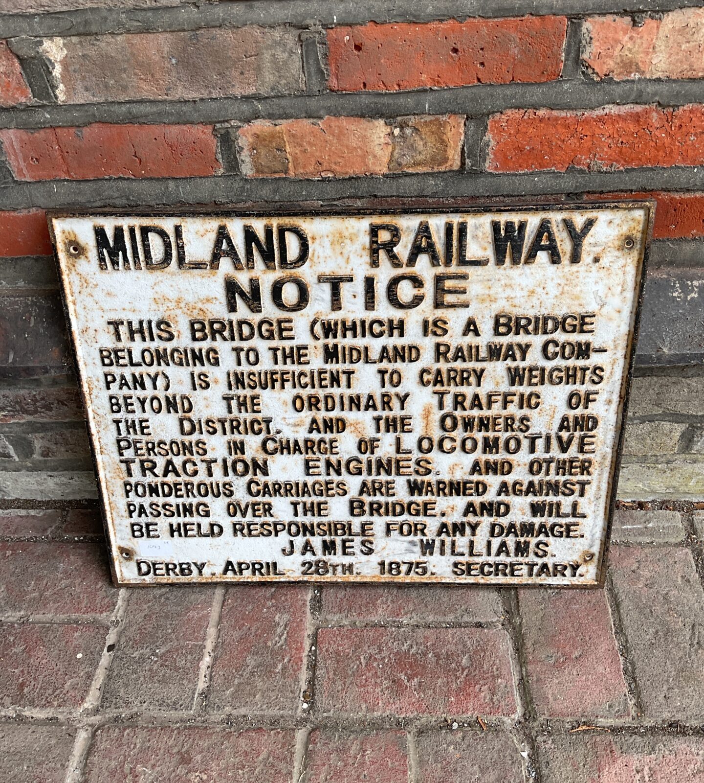 Vintage cast iron midland railway sign
