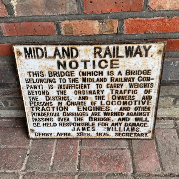 Vintage cast iron midland railway sign