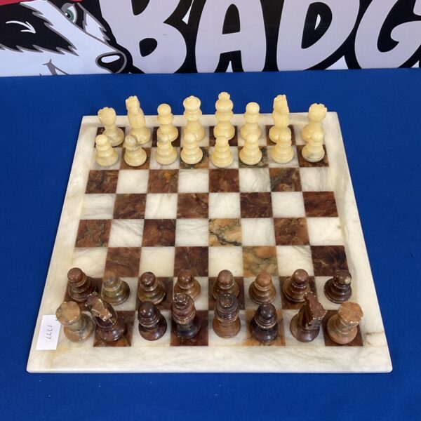 Marble chess board complete with pieces