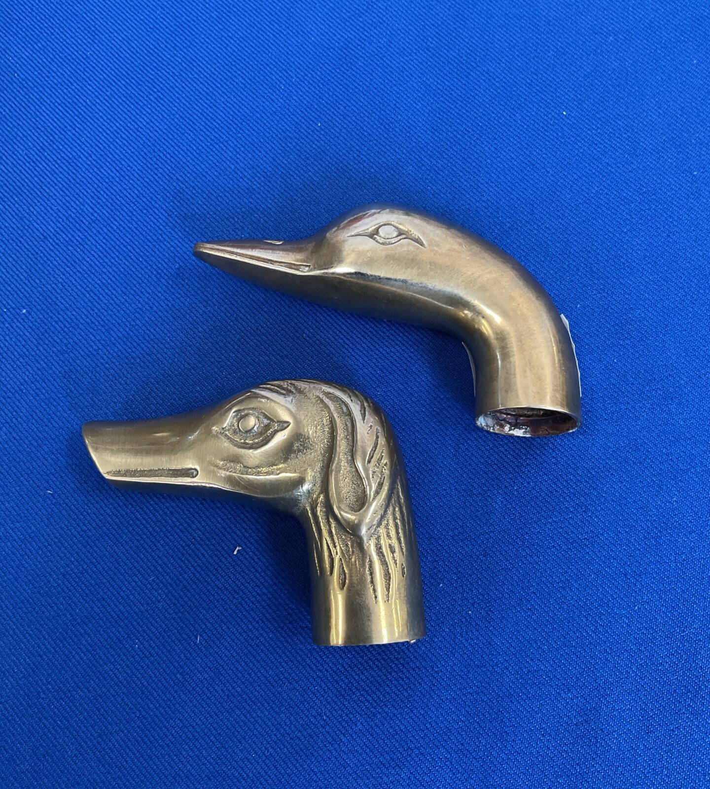 Brass duck & greyhound walking stick tops