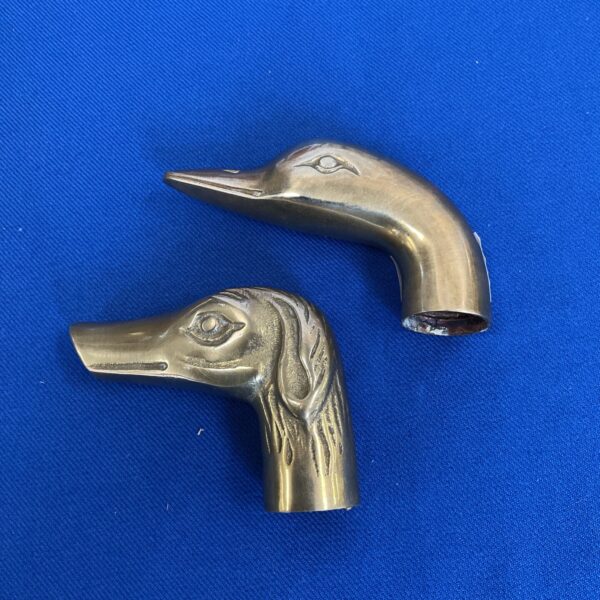 Brass duck & greyhound walking stick tops