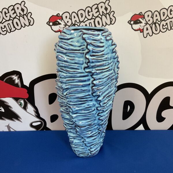 Blue 14” tall studio pottery vase