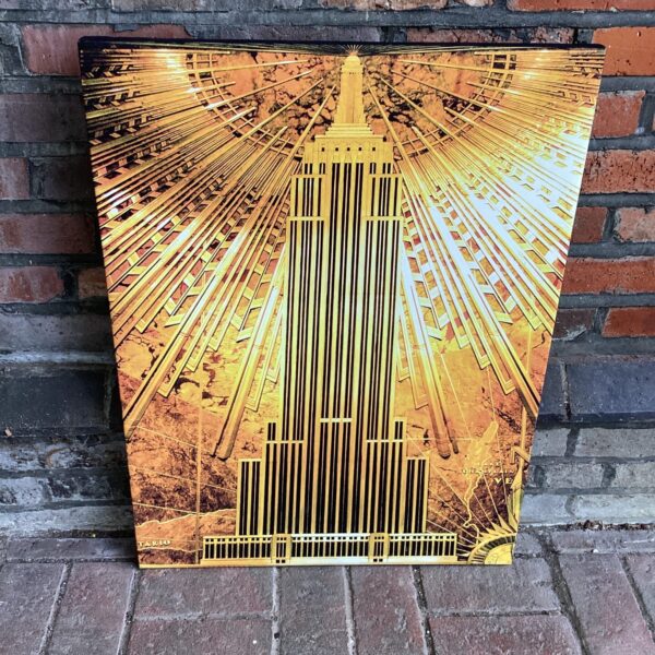 Gold canvas print of the empire state