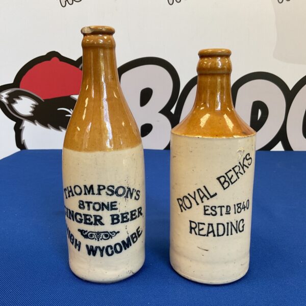 Antique thompsons stine ginger beer high Wycombe & royal berks reading salt glazed bottles