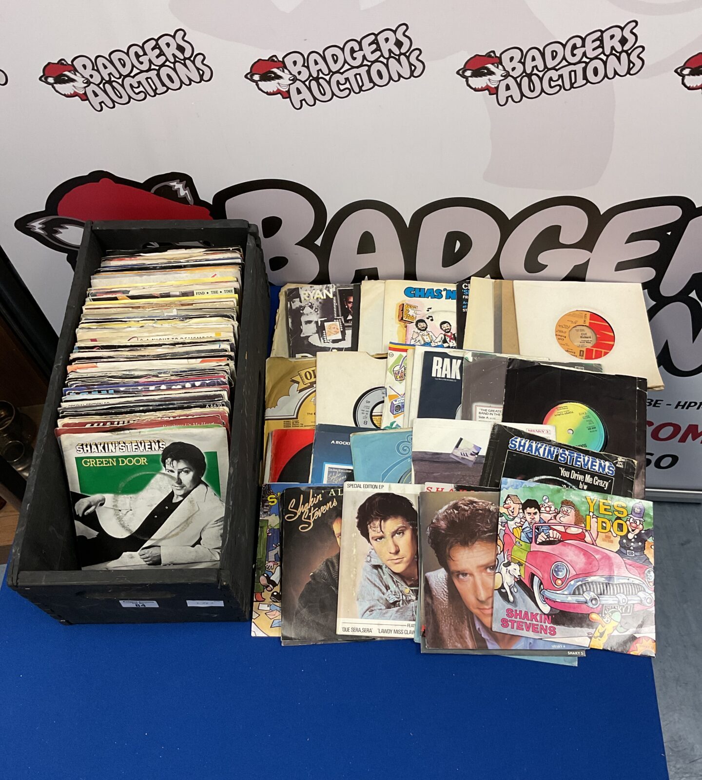 Collection of 7” single vinyl records Including shakin stevens