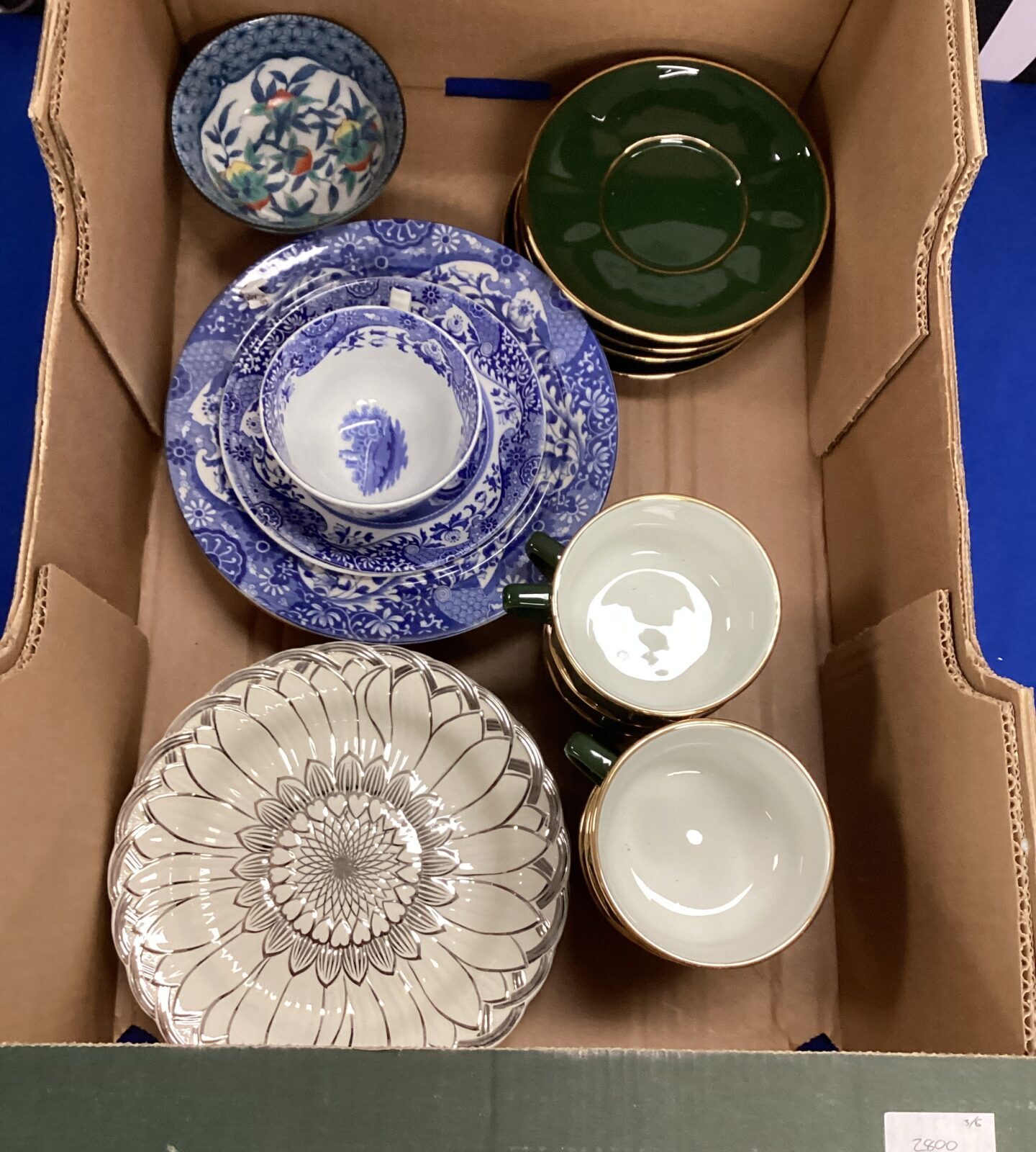 Box of mixed china inc Spode and Wedgwood