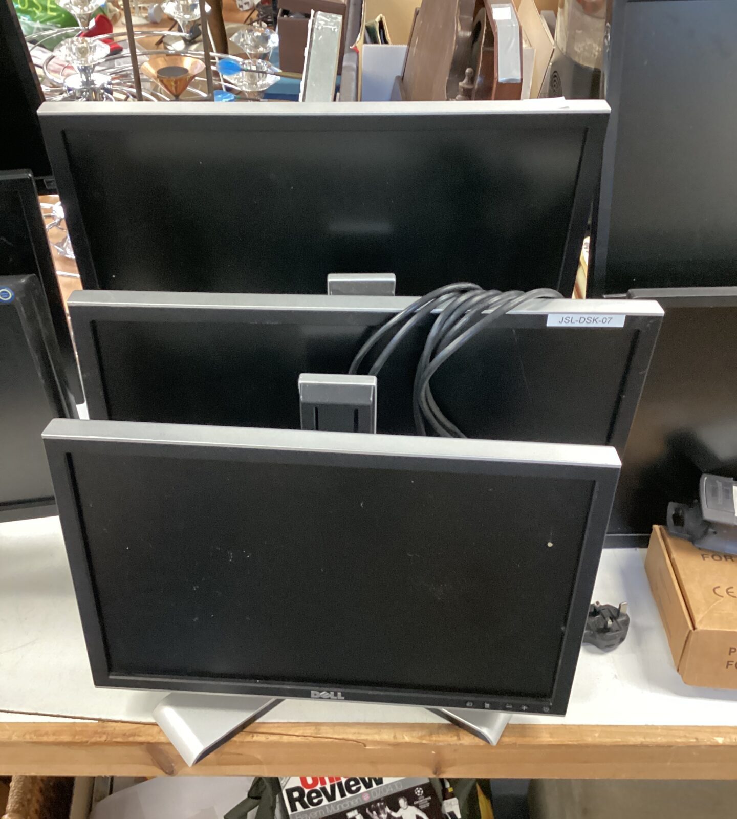 Three dell monitors