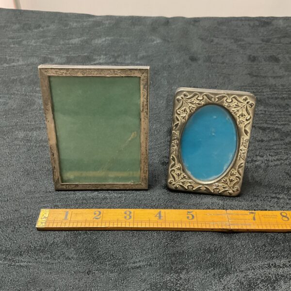Hallmarked Silver 4” picture frame and smaller Whitemetal frame