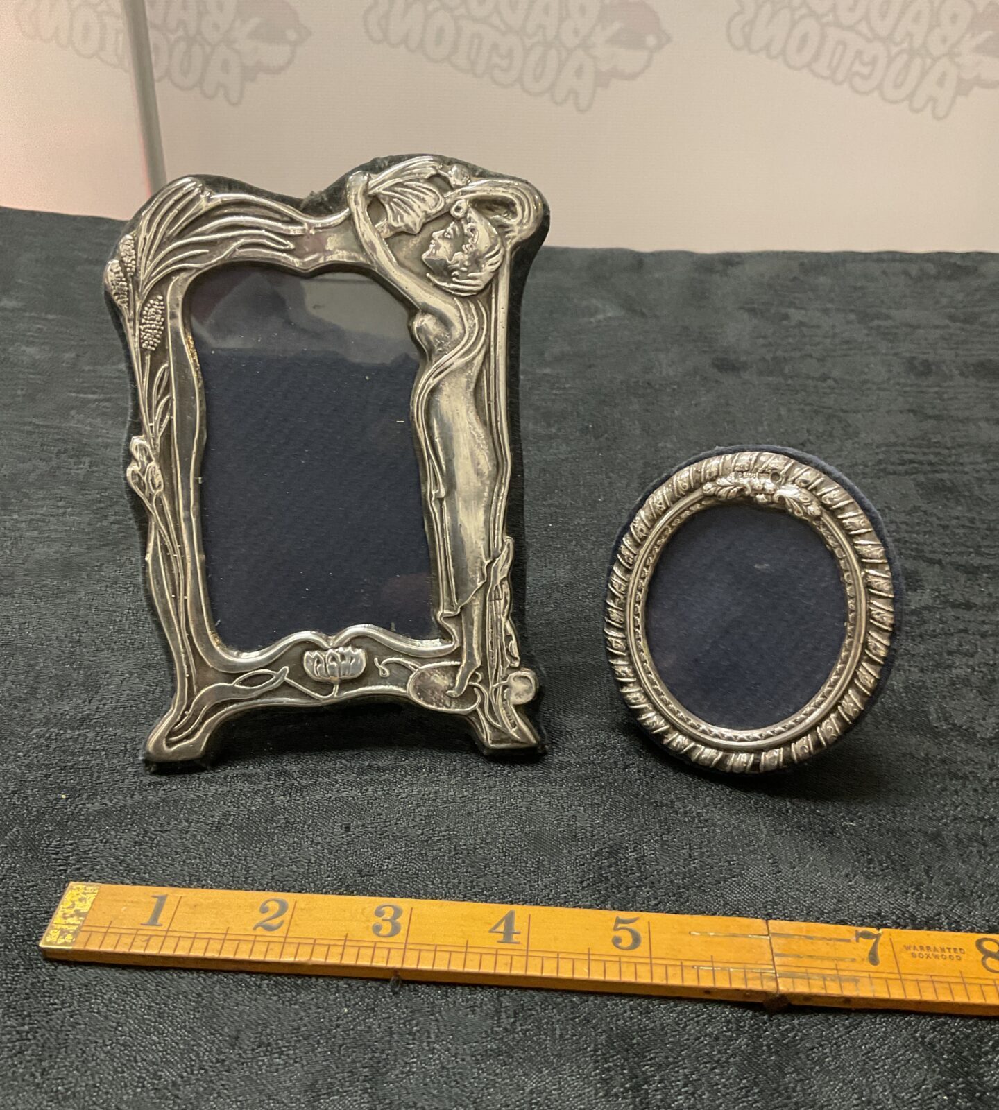 Two silver art nouveau picture frames