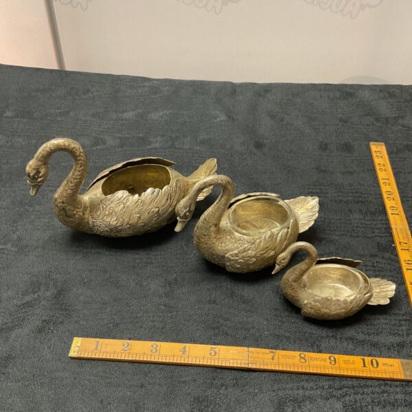 Vintage Italian silver swan dishes, a collectible lot of three.