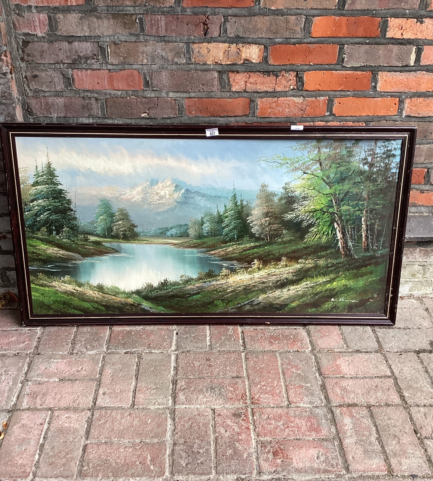 Large Oil painting of lake scene