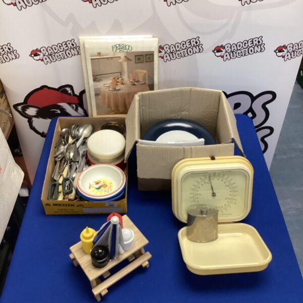two boxes of kitchenware