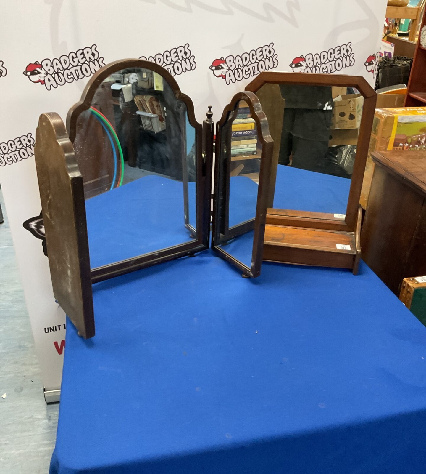 Two vintage mahogany dressing table mirrors