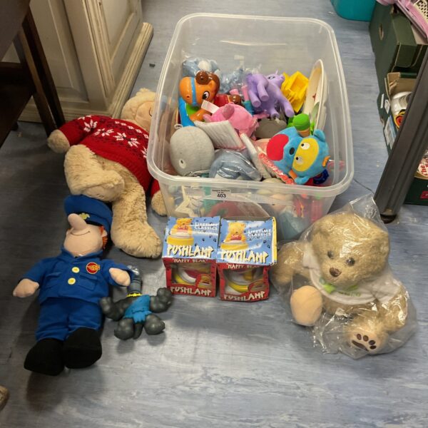Large box of mixed toys inc nee teddy bears, my little pony and more