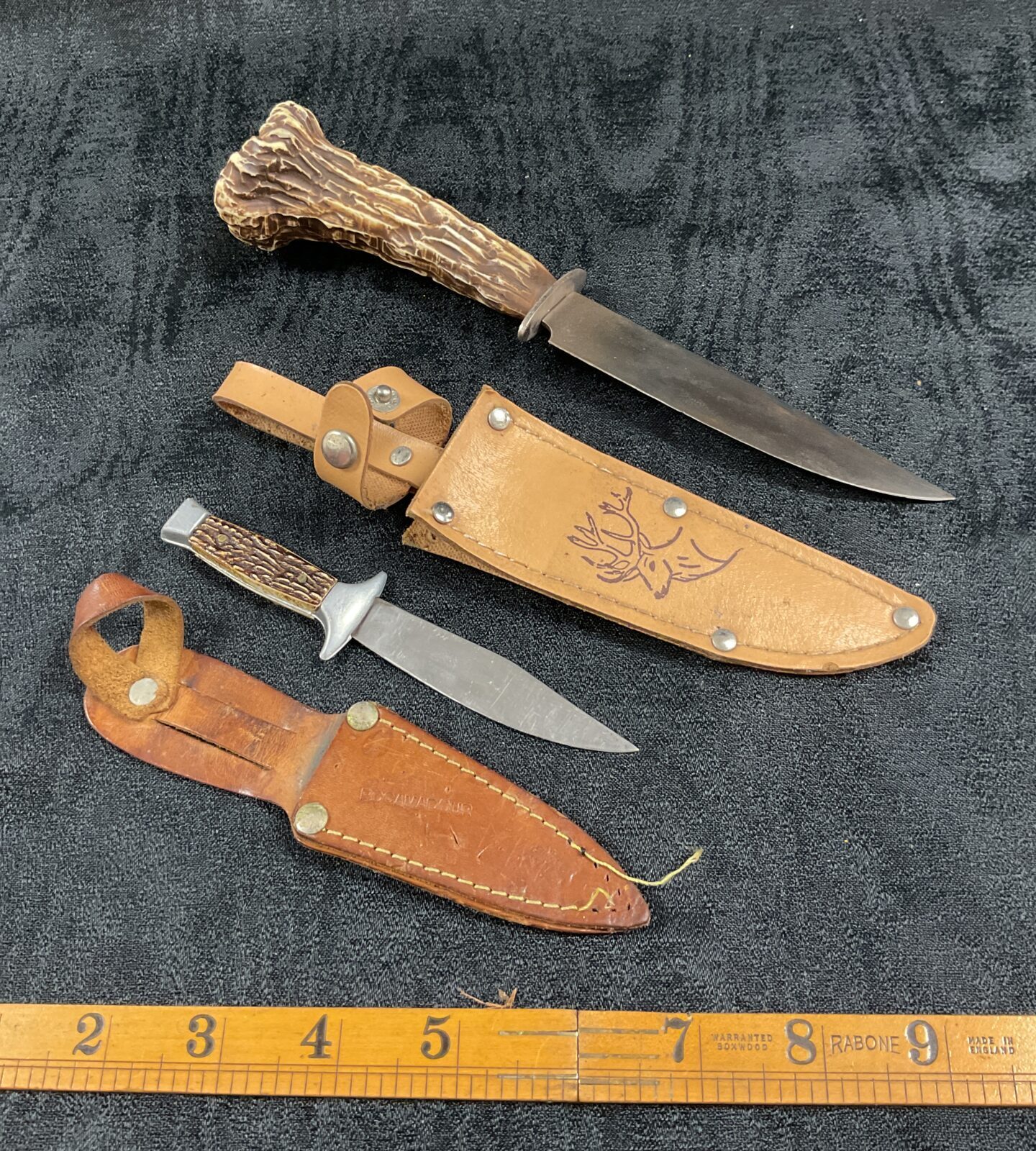 Two horn handled German sheath knives
