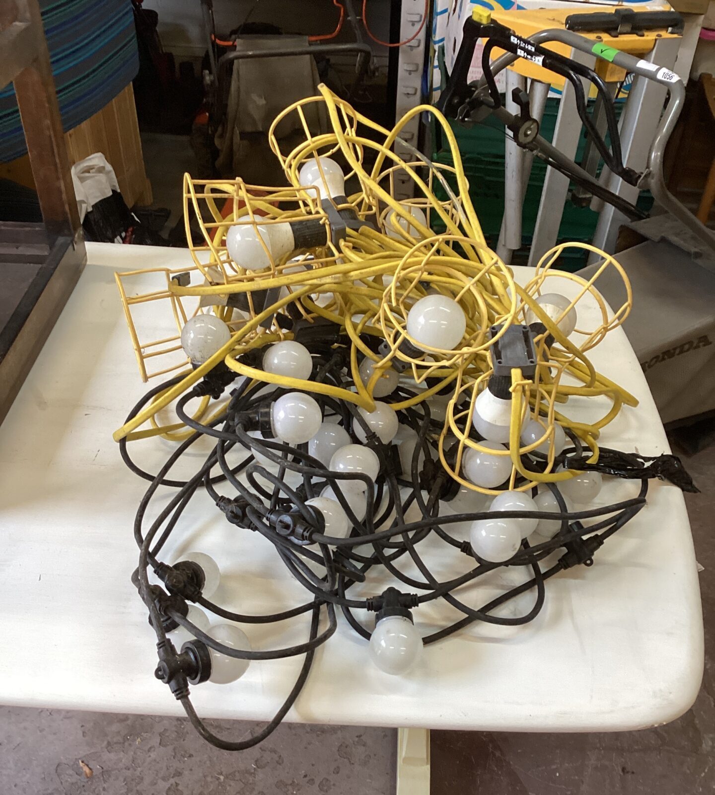Two strings of 110v lamps