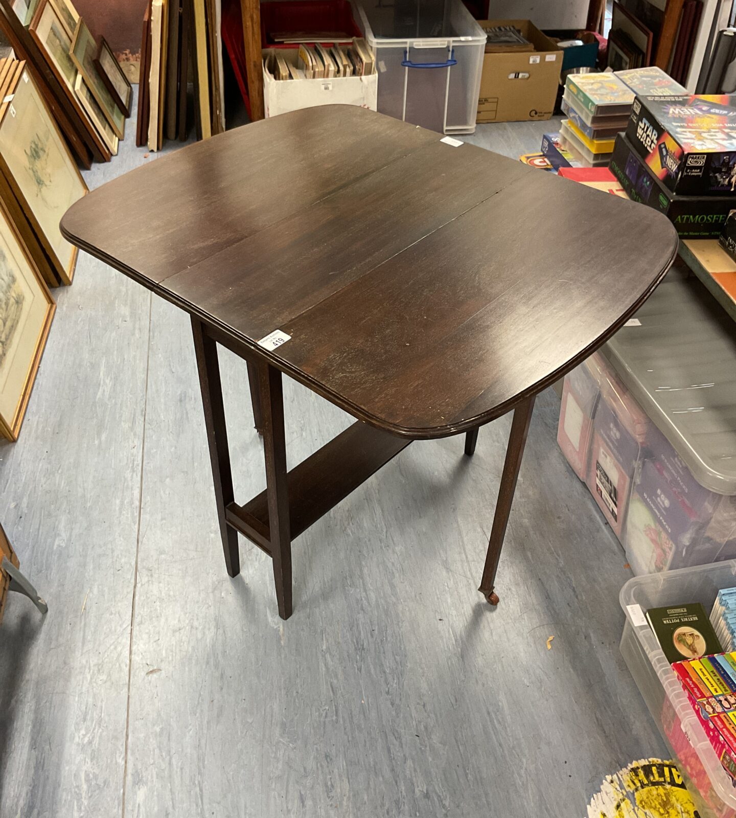 Vinatge Small oak gate leg table with ceramic casters