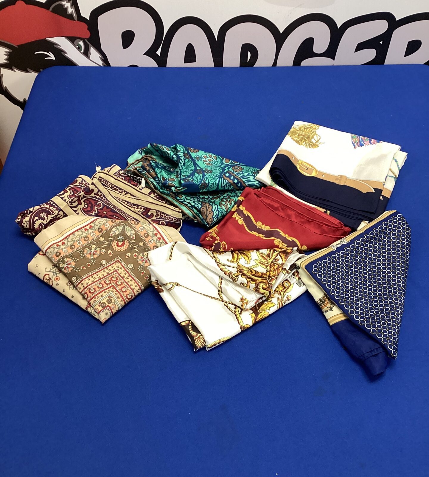 Small basket of silk handkerchiefs