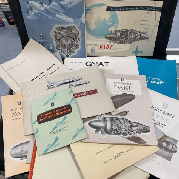 Collection of vintage aviation aircraft and engine pamphlets