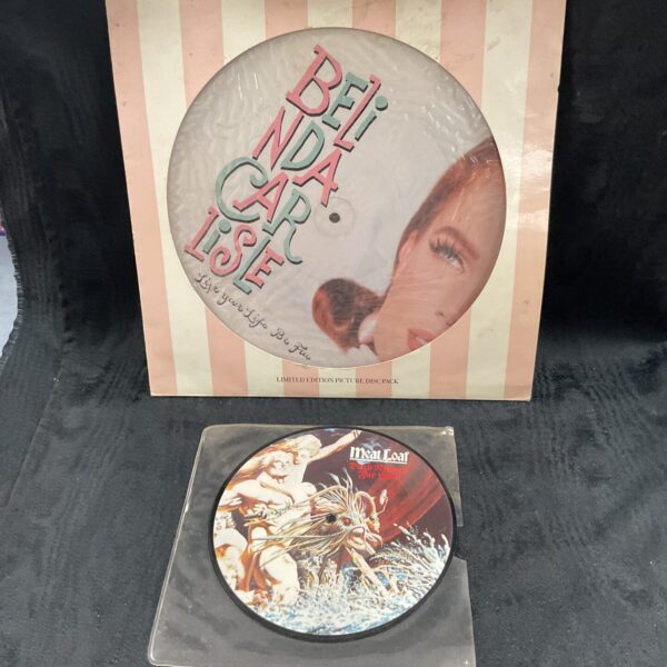 Two Vynl picture discs Meat loaf Dead ringer for love and Belinda Carlisle live your life