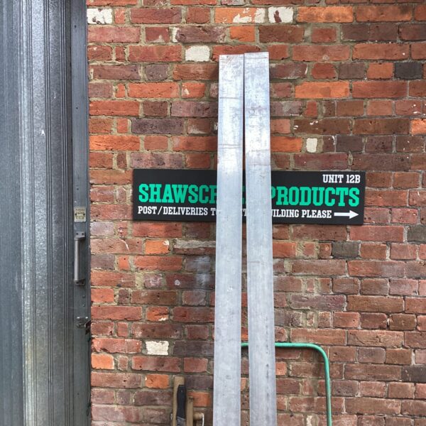 Two lengths of Aluminium Box section Trunking 4”x2”x7’ approx